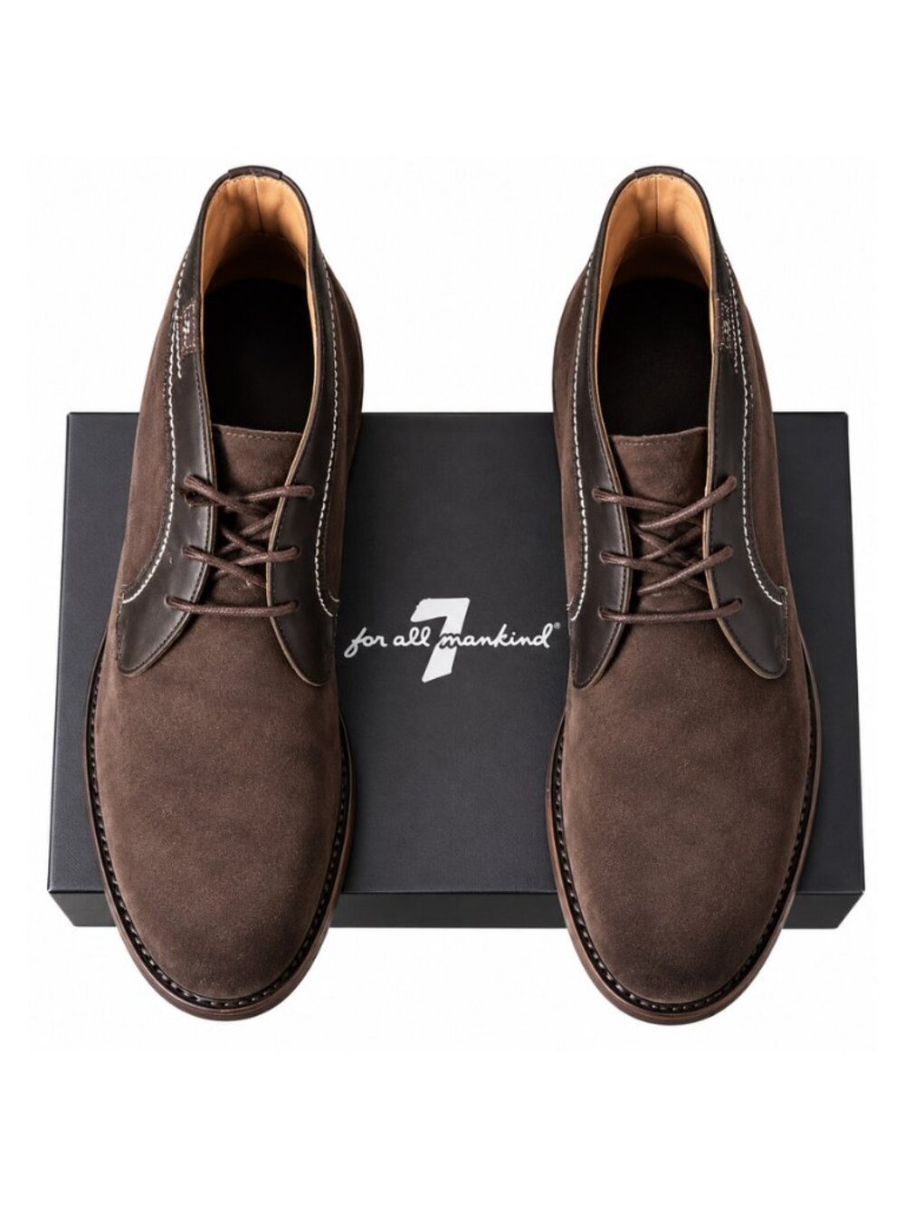 7 For All Mankind Men’s 11.5 Brown Suede Leather Chukka Boots with Box